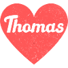 Thomas Nome Cuore Rosso Amore Fan Retrò