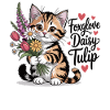 Cute cat with spring flowers
