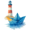papierboot aquarell lechtturm