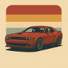 Red Muscle Car Retro Design