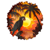 Tropical parrot in sunset