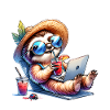 Sloth Laptop Cocktail Work