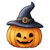 Pumpkin and witch hat