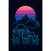 Neon mushroom landscape at sunset