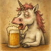 Einhorn Biertrinker Illustration