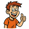 Daumen hoch! Comic-Kid im Cool-Modus