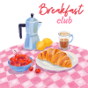 Breakfast Club Breakfast with croissant and coffee