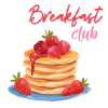 Breakfast pancakes with strawberries and syrup