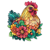 Huhn im Blumenmeer