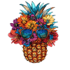 Ananas mit Blumenschmuck