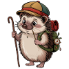 Igel mit Rucksack auf Wanderschaft