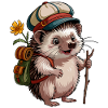 Igel mit Rucksack auf Wanderschaft
