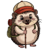 Igel mit Rucksack auf Wanderschaft