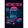 Retro Tech Computer Grafikdesigner mit Lächeln