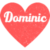 Dominic Name Red Heart Love Fan Retro