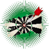 Graffiti style dartboard with hit