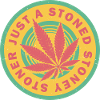 Lebendiges Cannabisblatt mit Retro-Kreisen
