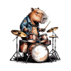 Cool Capybara Playing Drums