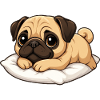 Cute Pug Lying Relaxed Cartoon