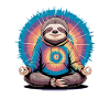 Meditating sloth with colorful aura
