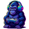 Gamer Gorilla mit Kopfhörern