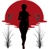 Running woman in sunset