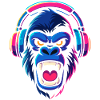Neon Gorilla With Headphones