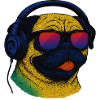 Mops med 80'er Musik DJ Cyberpunk Gamer Retro