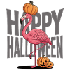 Halloween Flamingo with Pumpkin