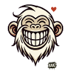 Grinning monkey with heart