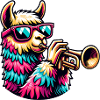 Funny Trumpet Llama with Sunglasses