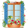 Summer window with flower box
