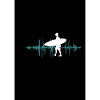 Surfer silhouette with sound wave layout