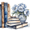 Illustrated classic book and flower arrangement