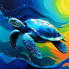 Vivid Marine Turtle Art Design