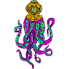 Futuristic Stained Glass Octopus Design