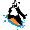 Surfender Panda Bär im Graffiti Stil