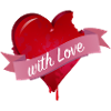 bitten heart with pink banner