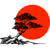 Bonsai with Red Sun