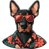 Dobermann Hund Comic Urlaub