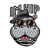 Cool Hippo with Sunglasses and Hat - I'm Hip