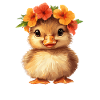 Chick with flower wreath