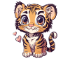 Tiger baby with hearts