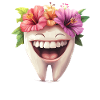Laughing tooth with flowers