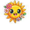 Bright sun with flowers