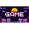 Retro Pixel Game Sunset Design