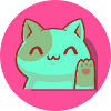 Chibi Kawaii Katze, Glücksbringer, Popart pink