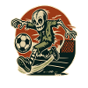 Skeleton zombie playing football