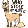 Humorous llama with fluff