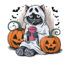 Halloween Geist Katze Kürbis Design